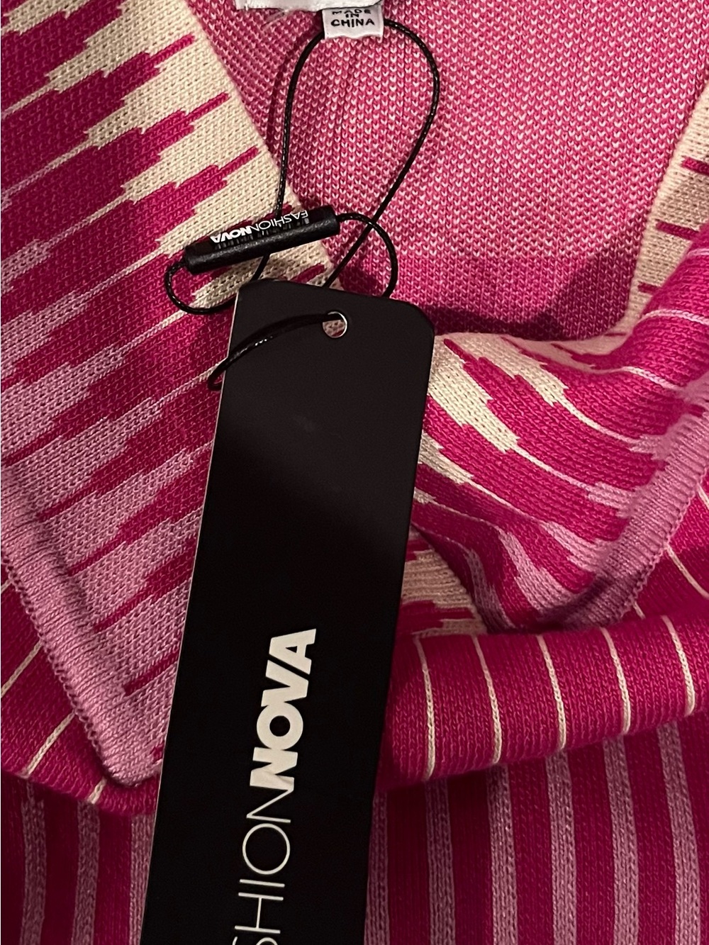 FASHION NOVA Pink and Cream NEW Striped V-Neck SweaterDRESS, Sz XL ORIG $99+
